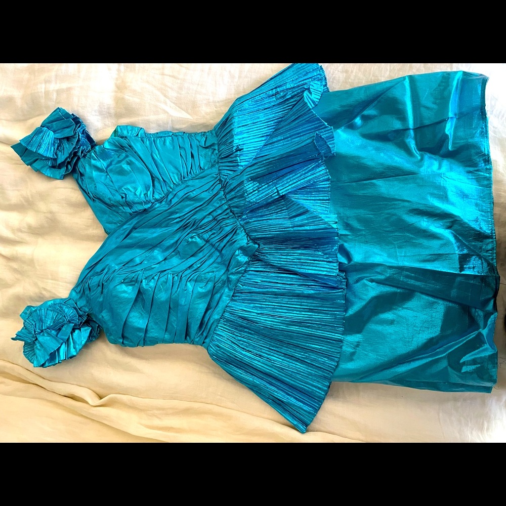 Vintage 1980’s sapphire taffeta cocktail dress